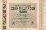 Deutsches Reich,Weimarer Republik, 10 Milliarden Mark Ro.114a Wz.Hakensterne KN 6stellig FZ:GD, -