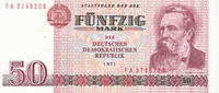 Deutschland,DDR, 50 Mark Ro.360c Comoutersatz Serie:FA, -