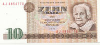 Deutschland,DDR, 10 Mark Ro.359c KN 7stellig Computerdruck Serie:AJ -