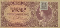 Ungarn 10000 Pengö 1945 mit Klebemarke, gebraucht III+, 3.46 £ Tax included +  6.07 £ shipping