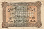 Deutsches Reich, Weimarer Republik, 1 Million Mark Ro.85b KN und FZ:YZ in rot, -