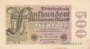 Deutsches Reich, Weimarer Republik, 500 Millionen Mark Ro.109f Wz.Ringe, KN 8stellig,FZ:CD, -