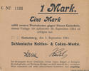 Deutsches Reich,Schlesien, 1 Mark Gottesberg, Schlesische Kohlen- & Cokes-Werke, -