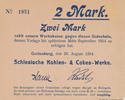 Deutsches Reich,Schlesien, 2 Mark Gottesberg, Schlesische Kohlen- & Cokes-Werke, -