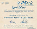 Deutsches Reich,Schlesien, 2 Mark Gottesberg, Schlesische Kohlen- & Cokes-Werke, -