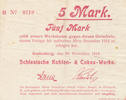 Deutsches Reich,Schlesien, 5 Mark Gottesberg, Schlesische Kohlen- & Cokes-Werke, -