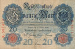 Deutsches Reich,Kaiserreich, 20 Mark KN 6 stellig,Udr.Bst.X,Serie A, -