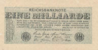 Deutsches Reich, Weimarer Republik, 1 Milliarde Mark Ro.119b Wz.Kreuzblüten ohne FZ, -