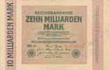 Deutsches Reich, Weimarer Republik, 10 Milliarden Mark Ro.114c Wz.Ringe KN 6stellig FZ:MR, -