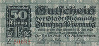 Deutsches Reich,Sachsen, 50 Pfennig 1918 Chemnitz,Stadt, gebraucht III+, 3.46 £ Tax included +  6.07 £ shipping