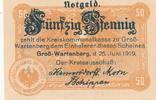 Deutsches Reich,Schlesien, 50 Pfennig Groß Wartenberg, Magistrat,ohne WZ, -