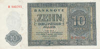 Deutschland,DDR, 10 Mark Ro.343a KN 6stellig 1 Buchstabe Serie:R vor KN, -
