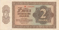 Deutschland,DDR, 2 Mark Ro.341b KN 6stellig Serie:BF,UdSSR Druck, -