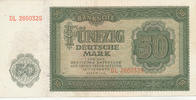 Deutschland,DDR, 50 Mark Ro.345b KN 7stellig, Serie: DL, Deutscher Druck, -