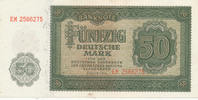 Deutschland,DDR, 50 Mark Ro.345b KN 7stellig, Serie: EM, Deutscher Druck, -