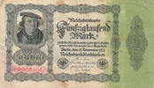 Deutsches Reich,Weimarer Republik, 50000 Mark Ro.79c Reichsdruck KN 8stellig rotbraun wasserlöslich Serie:H, -