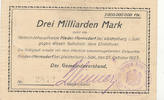 Deutsches Reich,Schlesien, 3 Milliarden Mark Nieder-Hermsdorf bei Waldenburg, -
