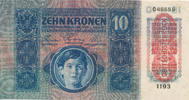 Österreich, 10 Kronen mit Aufdruck DEUTSCHÖSTERREICH, -