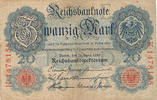 Deutsches Reich,Kaiserreich, 20 Mark Ro.41 mit Wz.Serie:K,Udr.Bst.E, -