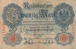 Deutsches Reich,Kaiserreich, 20 Mark Ro.41 mit Wz.Serie:K,Udr.Bst.E, -
