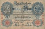 Deutsches Reich,Kaiserreich, 20 Mark Ro.41 mit Wz.Serie:K,Udr.Bst.E, -