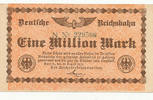 Deutsches Reich,Reichsbahn, 1 Million Mark Berlin,Serie.N, Wz.Verschlungene Quadrate, -