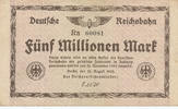 Deutsches Reich,Reichsbahn, 5 Millionen Mark Berlin, Reichsverkehrsminister, Wz. Stern-Sechseck-Muster, Serie: Ra, -