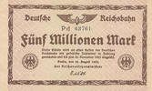 Deutsches Reich,Reichsbahn, 5 Millionen Mark Berlin, Reichsverkehrsminister, Wz.Quadrate, Serie:Pd, -