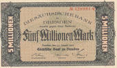 Deutsches Reich,Sachsen, 5 Millionen Mark Dresden, Sächsische Bank, -