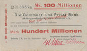 Deutsches Reich,Sachsen, 100 Millionen Mark Oelsnitz i.V.,ADCA auf CuPB, -