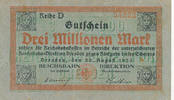 Deutsches Reich,Reichsbahn, 3 Millionen Mark 1923 Dresden Reichsbahndire... 3.45 £ Tax included +  6.05 £ shipping
