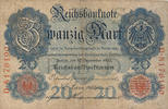Deutsches Reich,Kaiserreich, 20 Mark Ro.37 Serie:D,Udr.Bst:S, -