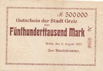 Deutsches Reich, Thüringen, 500000 Mark Greiz, Stadtdirektor, -