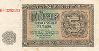 Deutschland, DDR, 5 Mark Ro.342d Deutscher Druck KN 7stellig, zwei Serien Bst. Serie: NP, -