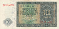 Deutschland, DDR, 10 Deutsche Mark Ro.343d,DDR-5, KN 7stellig,Serie:BH, -