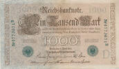 Deutsches Reich, Weimarer Republik, 1000 Mark Ro.46b,DEU-69,KN 7stellig, grün, Serie:B, Udr. Bst.: D, -
