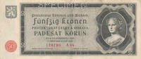 Drittes Reich, Böhmen und Mähren, 50 Kronen Ro.561b,ZWK-13b,mit Perforation SPECIMEN, Serie: A, -