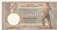 Drittes Reich, Serbien II.Wk. 500 Dinara Ro.609,ZWK-67, -
