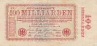 Deutsches Reich, Weimarer Republik, 100 Milliarden Mark Ro.130a,DEU-161a, Firma rot: AN, -
