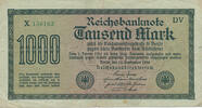 Deutsches Reich, Weimarer Republik, 1000 Mark Ro. 75f, DEU-86b, Firmendruck, Wz. Vielecke, KN 6stellig, FZ:DV, -