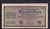 Deutsches Reich, Weimarer Republik, 1000 Mark Ro. 75k, DEU-84c, Wz. Kreuzblüten KN 6stellig violett, FZ:NF, -