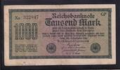 Deutsches Reich, Weimarer Republik, 1000 Mark Ro. 75k, DEU-84c, Wz. Kreuzblüten KN 6stellig violett, FZ:GP, -