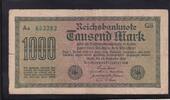 Deutsches Reich, Weimarer Republik, 1000 Mark Ro.75m,DEU-84g,Wz.Gitter KN 6stellig grün FZ:GB, -
