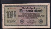 Deutsches Reich, Weimarer Republik, 1000 Mark Ro. 75o, DEU-84j, Wz. Achterstreifen, KN 6stellig rot FZ:EK, -