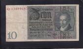 Weimarer Republik, Reichsbank, 10 Reichsmark Ro.173a,DEU-183a, Friedensdruck, Wz.Kopf, Udr.-Bst: B, Serie: Q, -