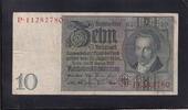 Weimarer Republik, Reichsbank, 10 Reichsmark Ro.173a,DEU-183a, Friedensdruck, Wz.Kopf, Udr.-Bst: B, Serie: P, -