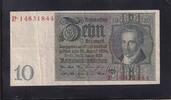 Weimarer Republik, Reichsbank, 10 Reichsmark Ro.173a,DEU-183a, Friedensdruck, Wz.Kopf, Udr.-Bst: B, Serie: P, -