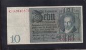 Weimarer Republik, Reichsbank, 10 Reichsmark Ro.173a,DEU-183a, Friedensdruck, Wz.Kopf, Udr.-Bst: E, Serie: C, -