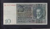 Weimarer Republik, Reichsbank, 10 Reichsmark Ro.173a,DEU-183a, Friedensdruck, Wz.Kopf, Udr.-Bst: E, Serie: D, -
