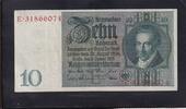 Weimarer Republik, Reichsbank, 10 Reichsmark Ro.173a,DEU-183a, Friedensdruck, Wz.Kopf, Udr.-Bst: E, Serie: E, -